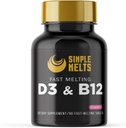 Dissolvível Bariátrico D3 B12 ; Vitamina B12 2500mcg & D3 125mcg 5000IU B 12 e D 3 Comprimidos ; Osso, Imune Suporte ; Sabor de morango ; Vegan ; Suprimento de açúcar, 90-dia
