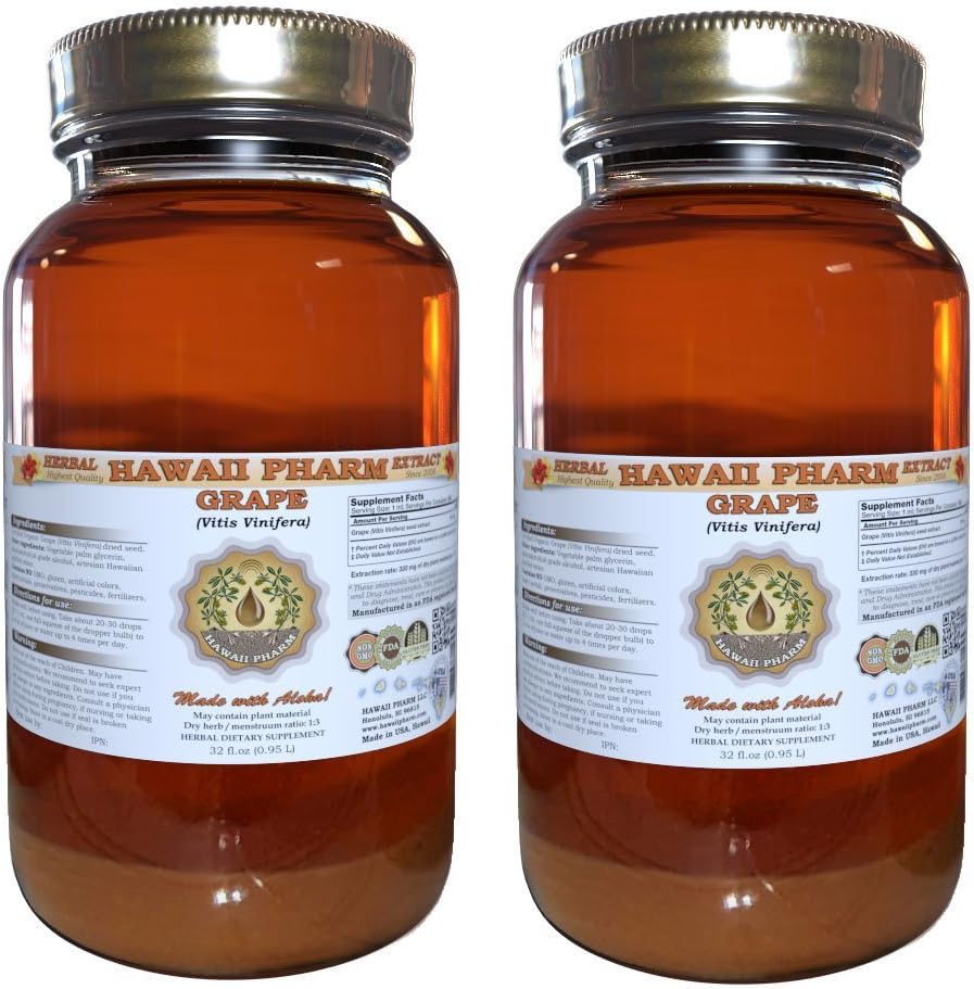 Extracto líquido de uva (Vitis Vinifera) Suplemento de tintura de semente 2x32 oz Não filtrado