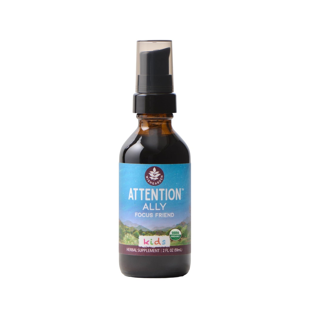 WishGarden Herbs Atenção Ally - Planta-baseado Herbal Foco, Atenção, Calmo e Concentração Suplemento com Gotu Kola Nettle & Passionflower, Suporta Mensagens Neurais Optimais e Nutrição Cerebral, 2 onças
