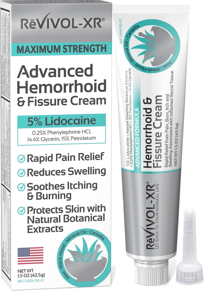 Tratamento avançado de hemorróidas. 5% Lidocaína + Encolher + Protege a pele + Aloe + Bruxa Hazel + Botânicas, Uso Externo e Interno. Mais Completo OTC Ointment & Fissure Cream, rápido alívio, Made in USA.