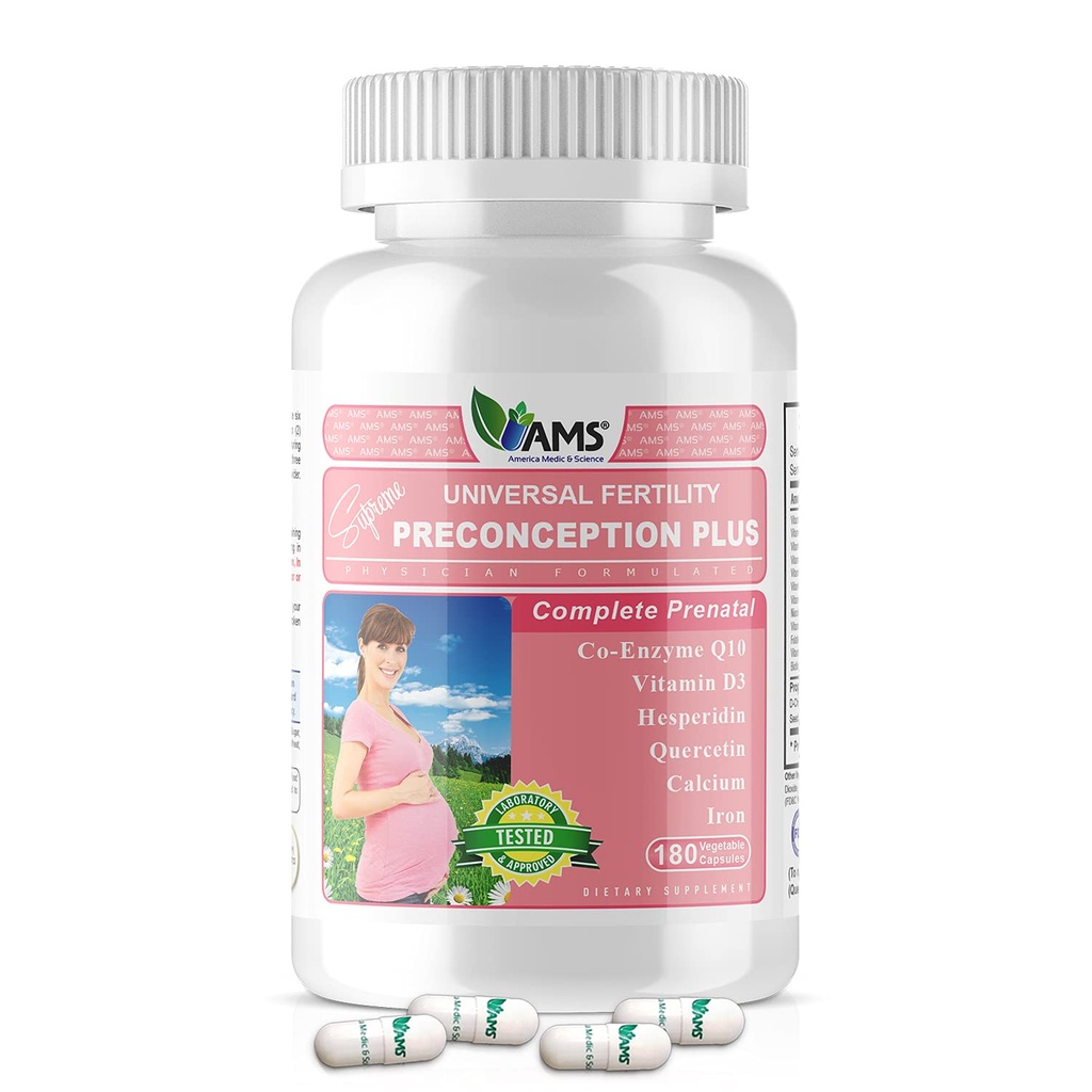 América Medic & Science Preconception Plus (180 Cápsulas) Concepção e Fertilidade Suplemento