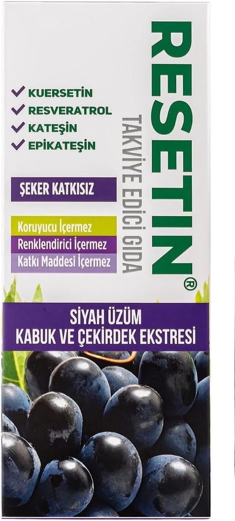 DEMMEX RESETIN Black Grape Skin and Seed Liquid Extract, Grape Polyfenol Concentrate, 47 mg/ml Total Polyfenóis - 682X Mais do que vinho tinto, Resveratrol, Quercetin, Catechins, 250ml - 8,45 Fl Oz (1)