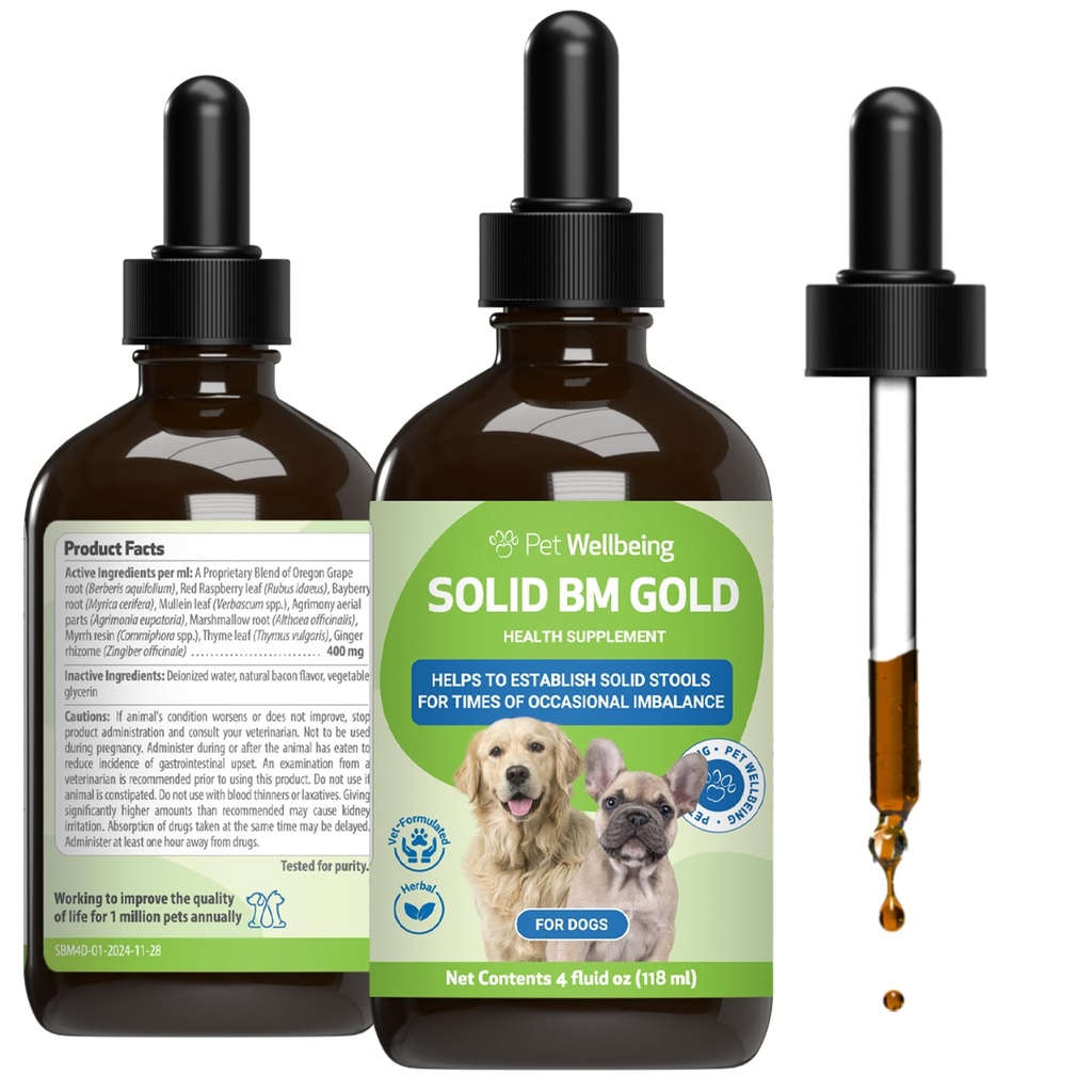 Bem-estar animal BM Tone-Up Ouro para cães e gatos - Suporta função digestiva saudável, escamas sólidas, movimentos de intestino normal, Bayberry - Veterinária-Formulada Suplemento de ervas 4 oz (118 ml)