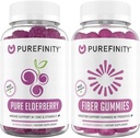 PUREFINITY Fibra + Elderberry Gummies Bundle (Inulin FOS Prebiótico chicletes de fibra + dupla força Elderberry Gummies com zinco e vitamina C)