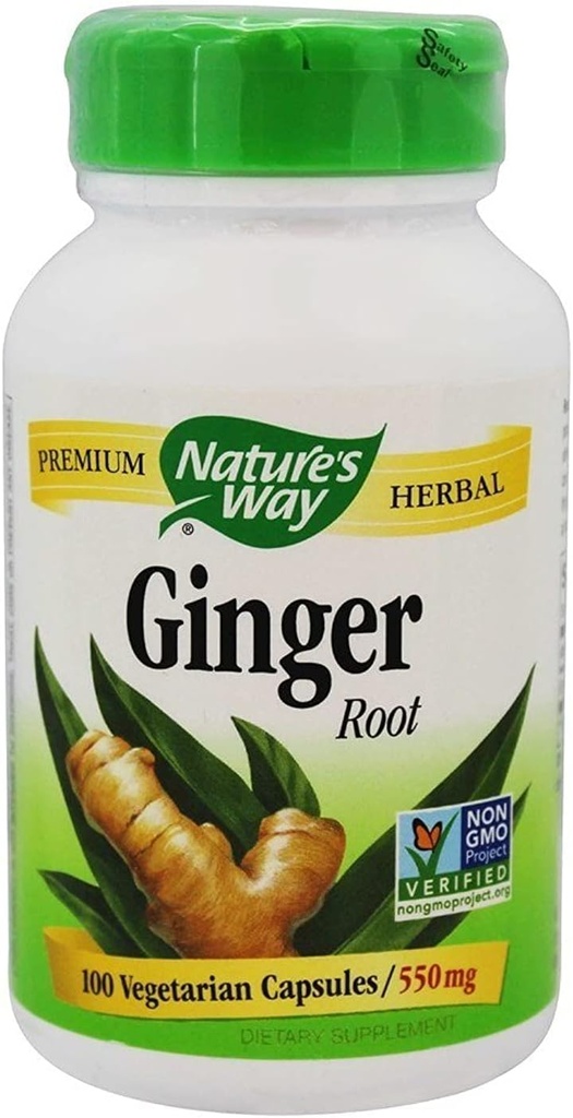 Raíz de gengibre de ervas Premium, suporte digestivo, 550 mg, 100 cápsulas vegetarianas, pacote de 2
