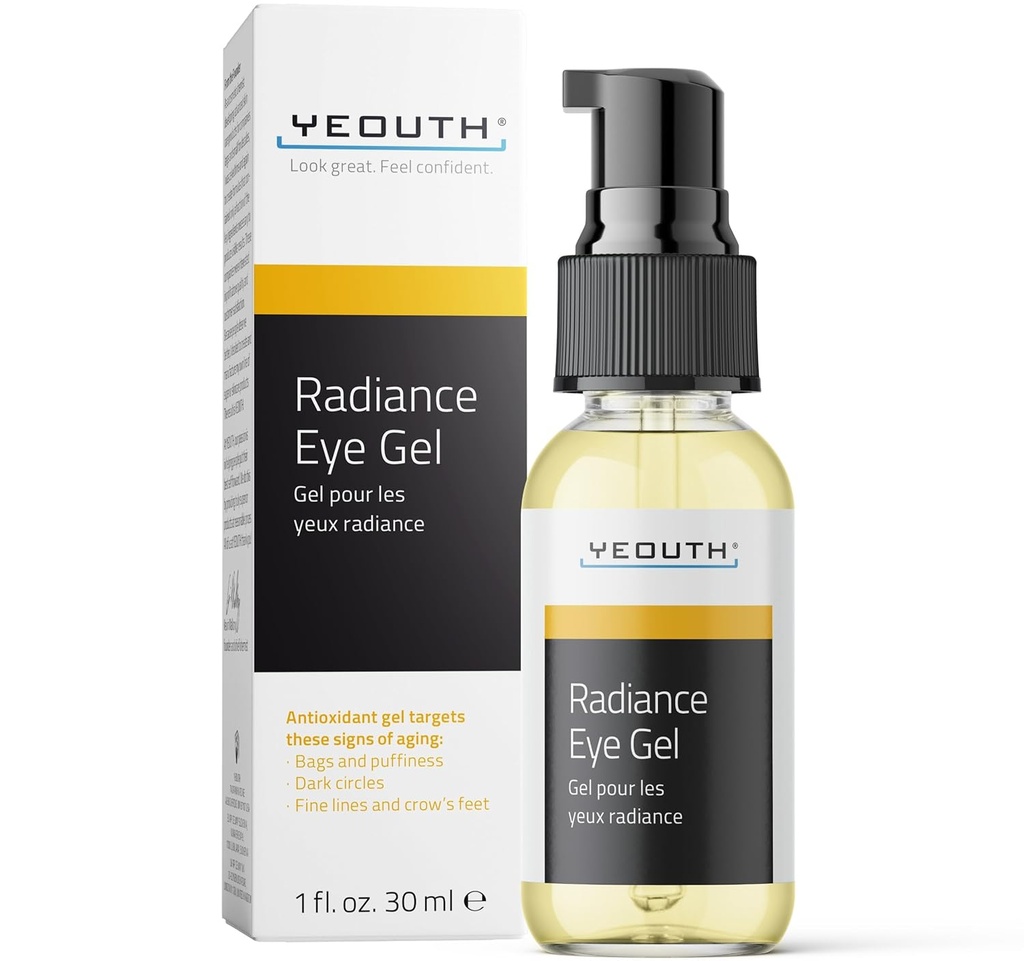 YEOUTH Sob Gel Ocular com Ácido Hialurônico, Cuidados com a Pele Alvos A Aparência de Puffiness, Dark Circles & Under Eye Bags, Revitalizando Hidrating Skincare 1 oz