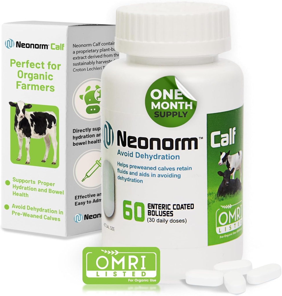 Jaguar Saúde Animal Neonorm Calf - Suplemento entérico revestido Bolus para adequada hidratação e saúde intestinal - Produto baseado em plantas para bezerros pré-desmamados (60 contagem)