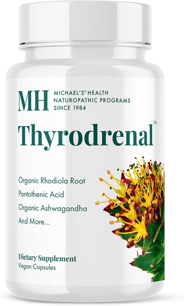 Saúde de MICHAEL Programas naturopáticos Thyrodrenal - 120 Cápsulas Vegan - Suporta tireóide & saúde adrenal - com vitamina C - 60 Servimentos