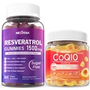 Pastilhas de resveratrol sem açúcar 1500mg + CoQ10 200mg 100mg Gummies cheios com suporte de magnésio Envelhecimento saudável e longevidade