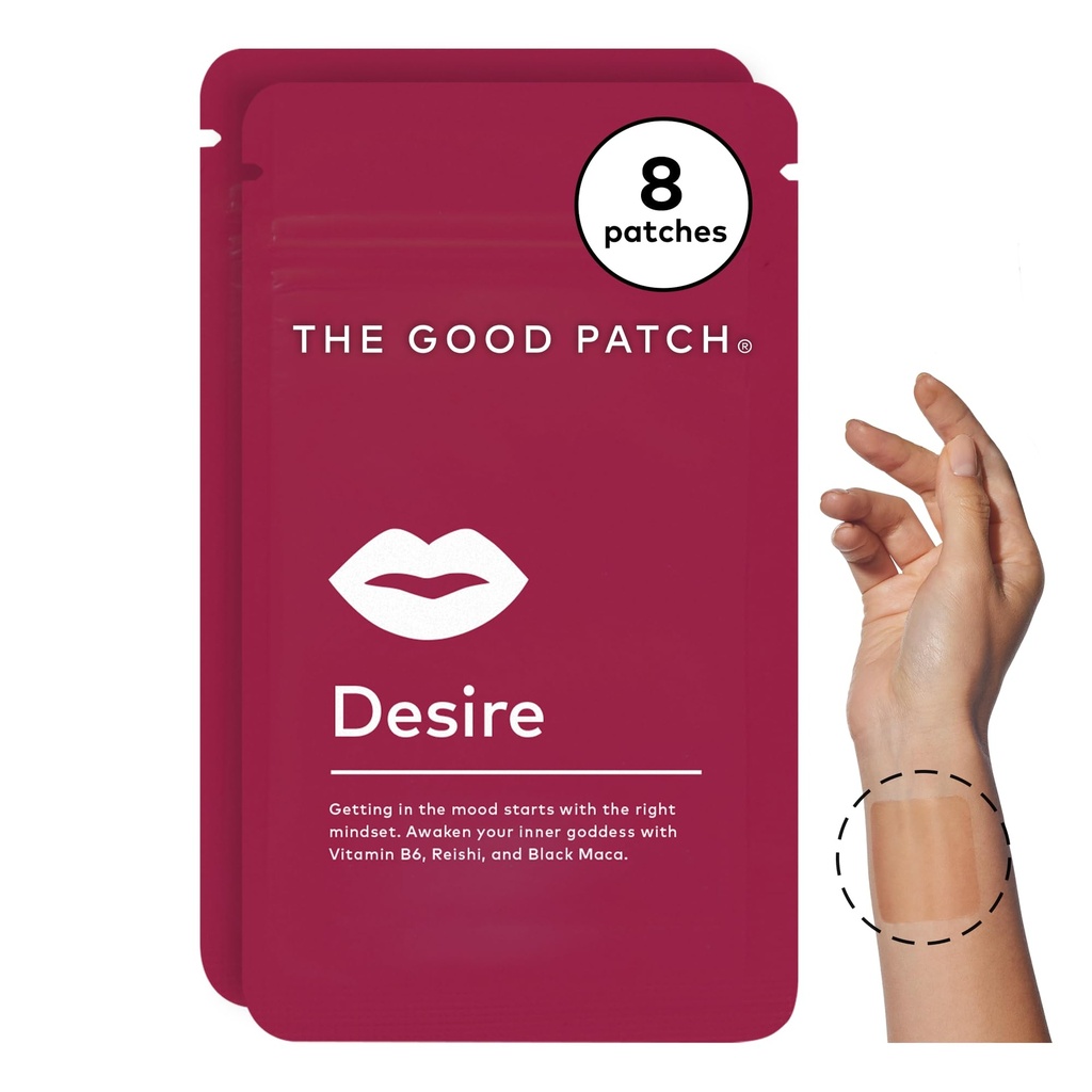 O bom patch deseja patches de bem-estar sexual, Entre no humor, Natural com vitamina B6, Reishi, Maca preto, Planta alimentado bem-estar wearable, Botânico e vitamina (8 patches totais)
