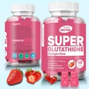 Super glutationa Colágeno Glow Gummies,Glutationa Skin Care - Brilho da pele - gomas Colágeno - anti-envelhecimento L-Glutationa - Marine Colágeno & Vitaminas