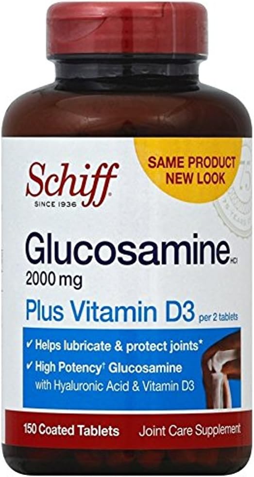Schiff Glucosamina 2000mg com Vitamina D3 e Ácido Hialurônico, 150 Comprimidos - Suplemento Conjunto