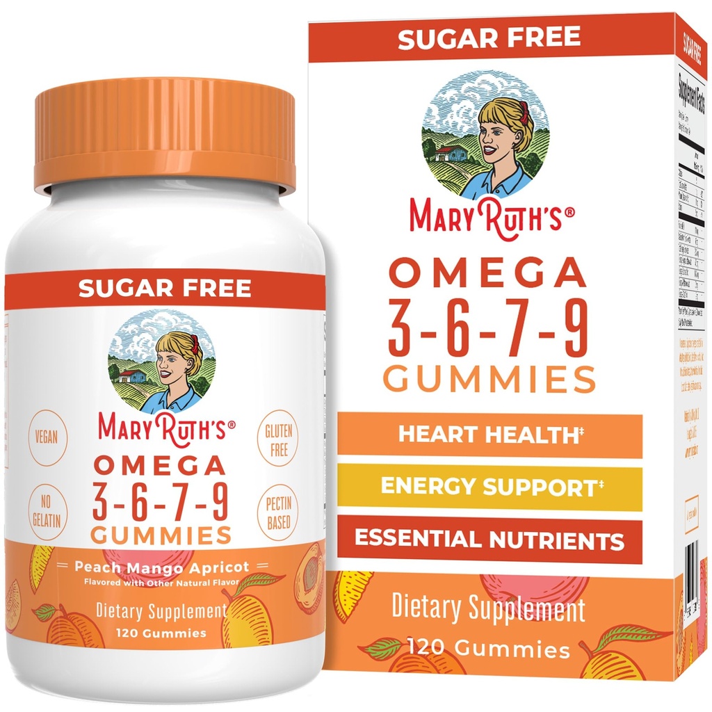 MaryRuth Orgânicos Vegan Omega 3 6 7 9 chicletes até 4 Mês de Abastecimento Omega 3 Suplemento com óleo de linhaça Omega 3 Gummies