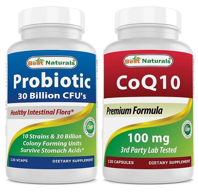 Melhores naturais Probiótico 10 Strains & 30 bilhões UFC & COQ10 100 mg