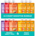 Designer bem-estar proteína smoothies variedade origignal pacote e pacote de manga de pêssego
