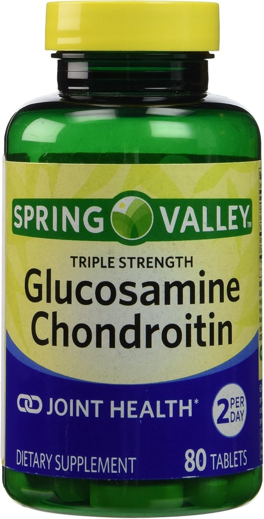 Spring Valley - Glucosamina Condroitina, Tripla Força, 80 Comprimidos