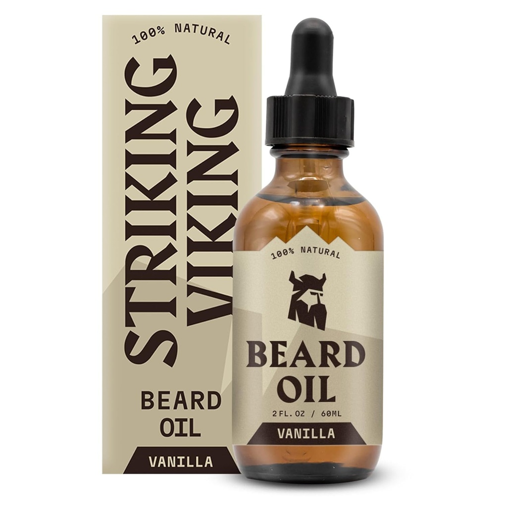 Óleo de Baunilha Viking Striking para homens - Condicionado naturalmente Derived com Argan & Jojoba Óleos para amaciamento, hidratação e crescimento (2 Oz)