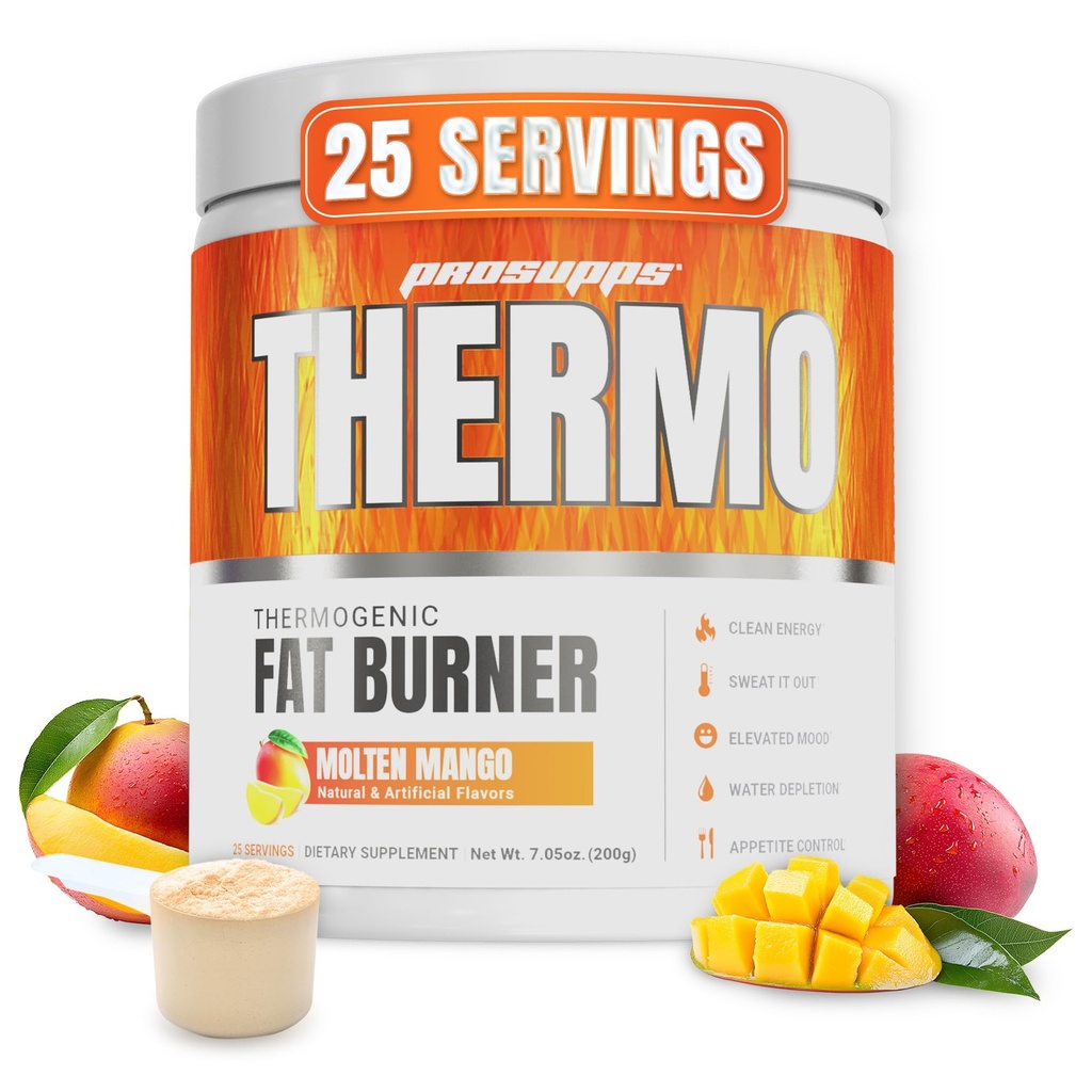 PROSUPPS Pó termogênico de queimador de gordura, manga derretida - perda de peso e metabolismo Booster pré-treino Suplemento para mulheres e homens - Suporta controle de apetite e impulsiona energia - Gluten-Free - 25 Servings