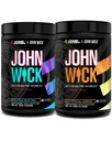 Jacked Factory X John Wick - Wick Modo pré-treino em pó - energia intensa, foco pronto para batalha, compromisso incontrolável e pura vontade - Baba Yaga Blue Raz & Last Tropical Sunrise