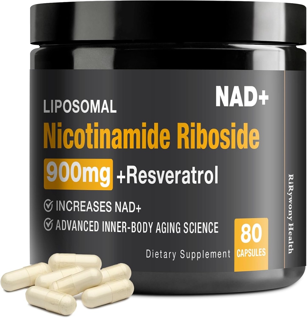 NAD+ Suplemento - NAD+ com Nicotinamida Riboside (NR) e Resveratrol Quercetina 900mg, 80 Cápsulas, EUA-063-0911XL-136NAD