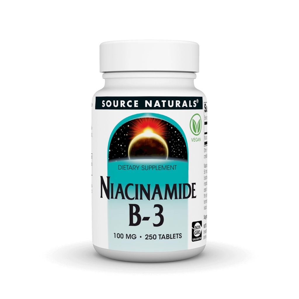 Fonte Naturals Niacinamida B-3, 100 mg Suplemento dietético - 250 Comprimidos