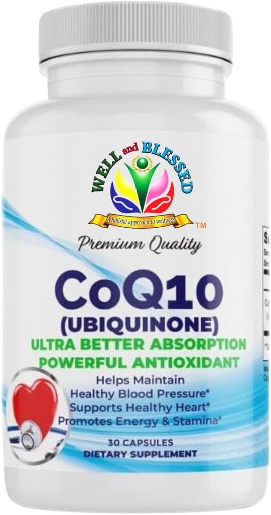 CoQ10 (Ubiquinone) - 30 Cápsulas - Ultra melhor fórmula de absorção - Promover energia e resistência - Vegan e Vegetarian Friendly - Livre de aditivos artificiais
