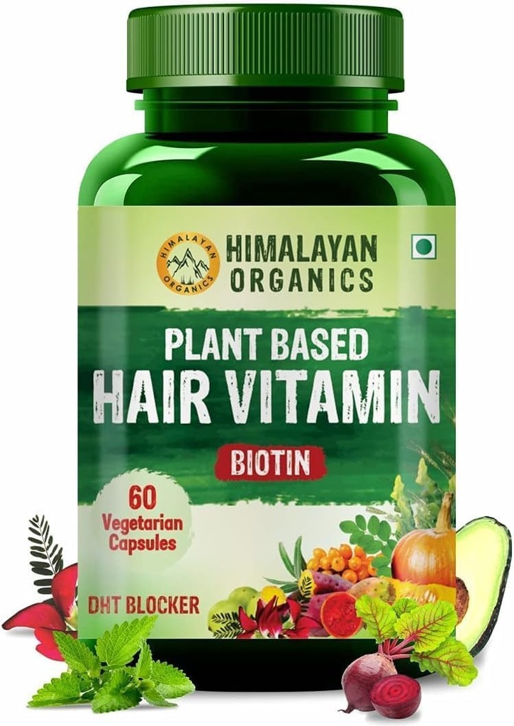Biotina de vitamina capilar baseada em plantas (60 Cápsulas Veg) 100% ervas com efeitos colaterais não conhecidos - por vida farmácia