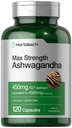 Horbäach Ashwagandha Supplement - Força Máxima - 120 Cápsulas - Não-GMO, Sem Glúten