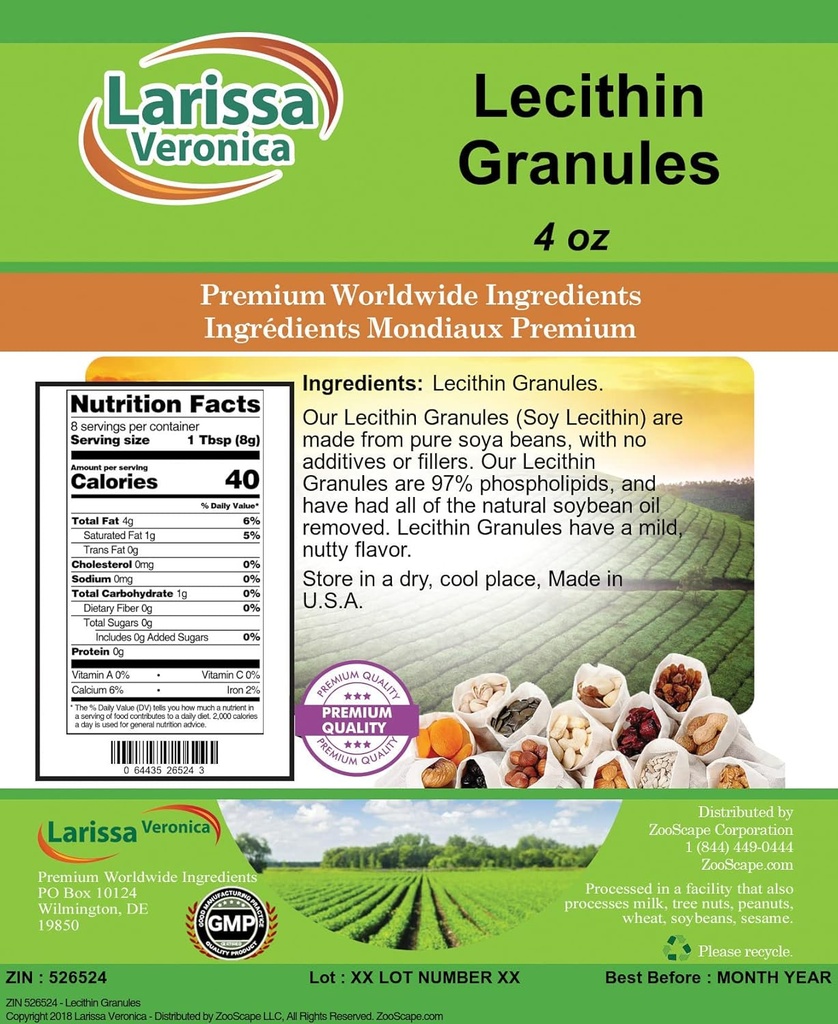 Grânulos de lecitina (4 onças, ZIN: 526524) - 2 Embalagem