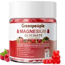 GREENPEOPLE Glycinate Gummies 400mg - Suplemento de magnésio de magnésio sem açúcar com malato de magnésio, vitamina D, B6 e CoQ10 para apoio calmo e sono para adultos - Pastilhas de framboesa
