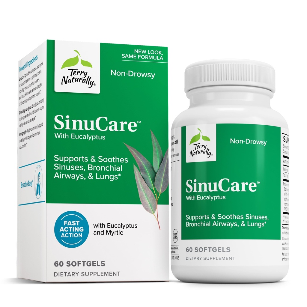 Terry Naturalmente SinuCare - Bronchial Wellness Support Supplement - Healthy Sinus Aid - Dietary Supplement to Support Healthy Lungs - 60 Softgels