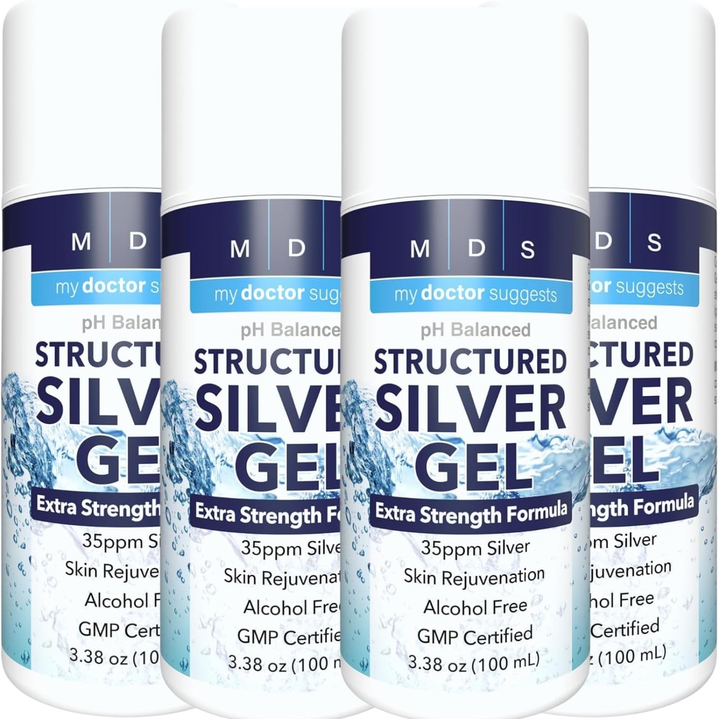 Gel de prata coloidal Força extra - 35ppm Gel de prata coloidal ativado para máxima potência - Made in USA - Fórmula estruturada em um pacote conveniente 4