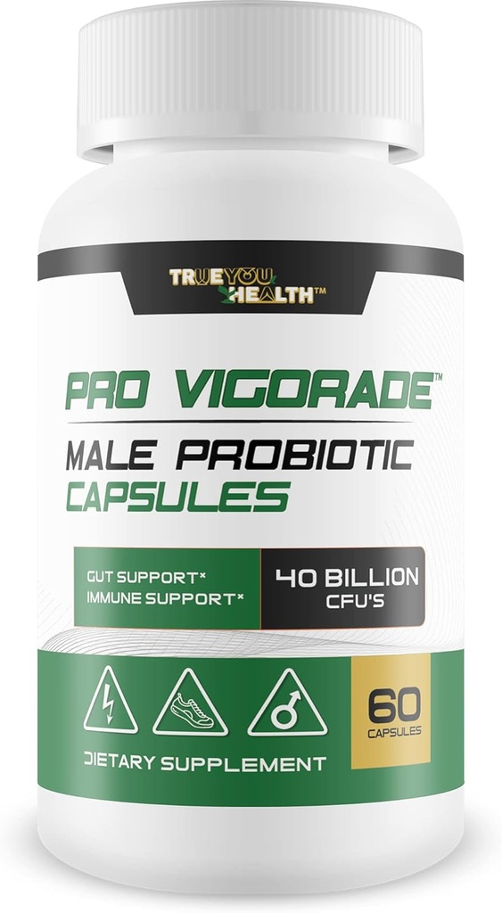 Probiótica Vigorade - Pro Vigorade Cápsulas masculinas Probióticas - Apoio à Saúde Masculino Fórmula Probiótica - Suporte a Gut - Suporte Imune Natural - 40 bilhões de UFC de Probióticos de Apoio à Saúde Premium