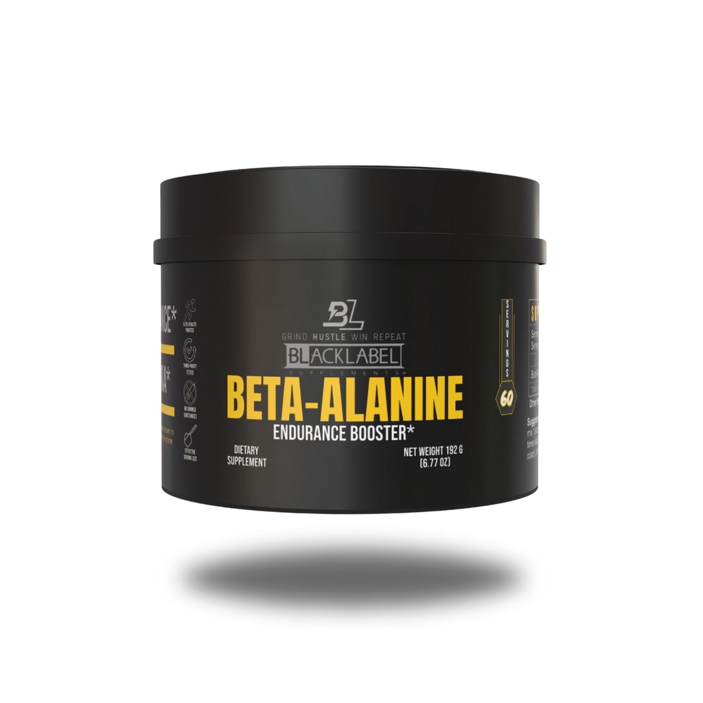 Suplementos BLACKLABEL Beta-Alanine Powder, 60 Servings – Suplemento Aminoácido sem sabor para suporte de resistência, treinamento de alta intensidade, impressão, Crossfit & Desempenho Desportivo – Sem cafeína
