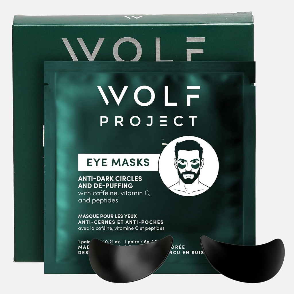 Wolf Project Under Eye Patches (5 pares) para círculos escuros, olhos Puffy e rugas - com cafeína, vitamina C e peptídeos. Sob máscaras de olhos reduzir os olhos cansados e sob sacos de olhos