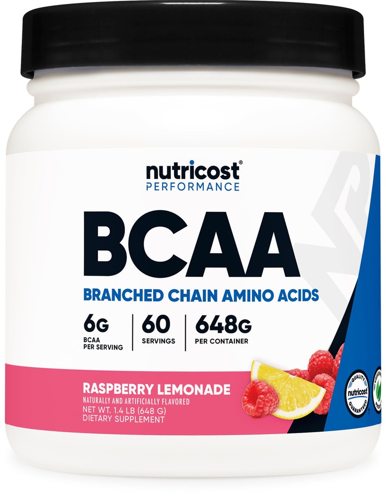 Nutricost BCAA Pó (Limonada de framboesa, 60 Servings) - Razão ideal 2:1:1:1