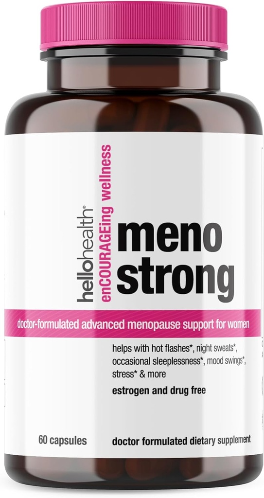 Suplementos de menopausa para mulheres – Meno Perimenopausa forte Suplemento de suores noturnos alívio, falta de sono, balanço de hormônios naturais, estresse, alívio de menopausa de flashes quentes - 60 Cápsulas
