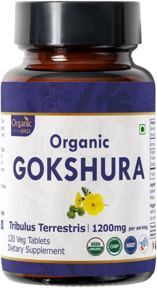 Gokshura 120 Comprimidos □ Tribulus Terrestris (Gokshura) □ USDA Orgânico Certified□ Suporta Imunidade e Força