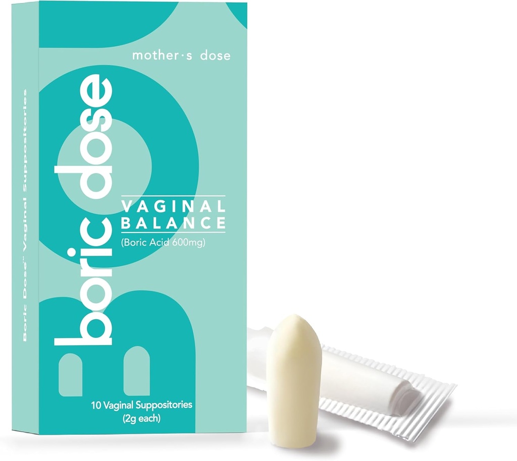 Supositórios de ácido bórico - Mantém e Equilibra pH vaginal saudável, Gerencia Odor, Hidratos e Hidrata. EUA feito com manteiga de cacau adicionado e óleo de coco