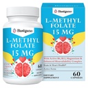 15mg L Metilfolato (5-MTHF)- Ácido Fólico Ativo Enriquecido com Vitaminas B6 e B12-60 Cápsulas Vegetarianas - Não-GMO, Sem Glúten