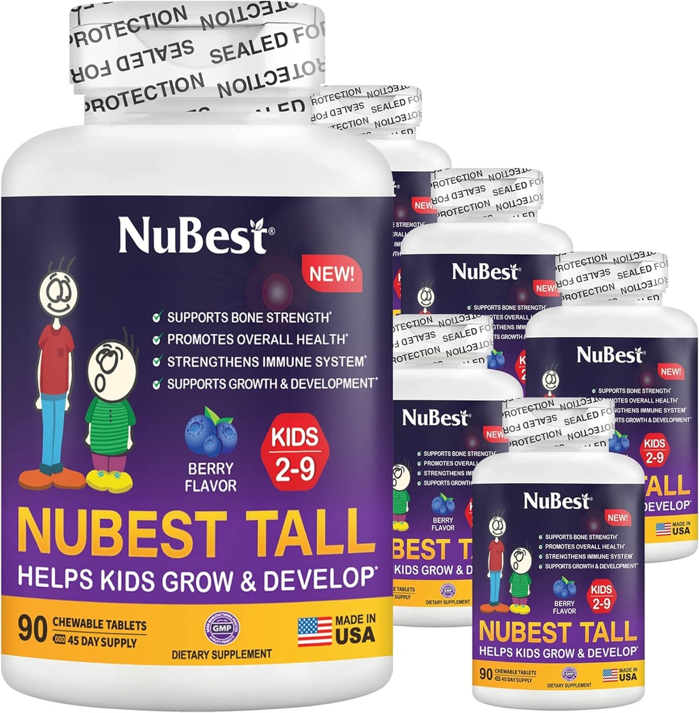NuBest Tall Kids - Crianças Vitaminas e Crianças Vitaminas para Idade de 2 a 9 - Apoiar a força óssea, Saúde Geral e Imunidade - Formas Animais - 540 Comprimidos de Berry Mastigáveis