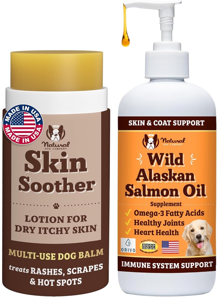 Natural Dog Company Healthy Skin Bundle, Suporta Pele Saudável e Alivia Seco, Pele Comichão, Alergia Alívio para Cães