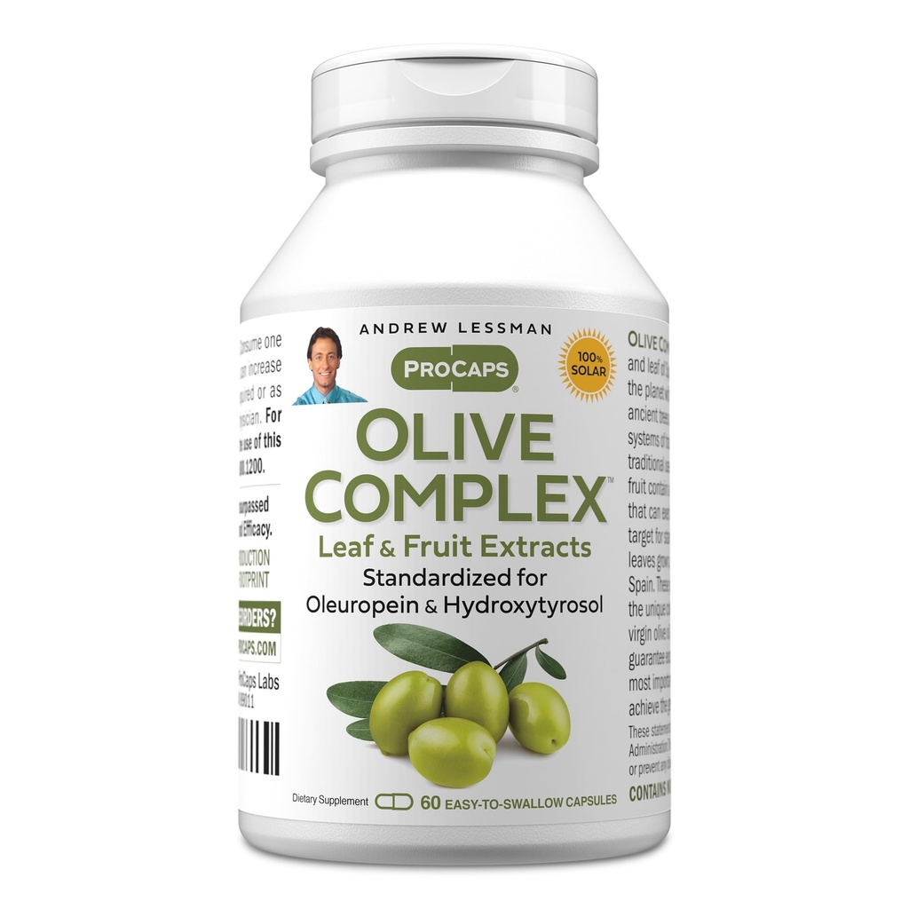 ANDREW LESTMAN Olive Complex - 60 Cápsulas - Extratos de Folha e Fruta. Padronizado para Oleuropeína e Hidroxitirosol para apoiar a saúde cardiovascular e imunológica. Cápsulas Fácil de Engolir Pequenas
