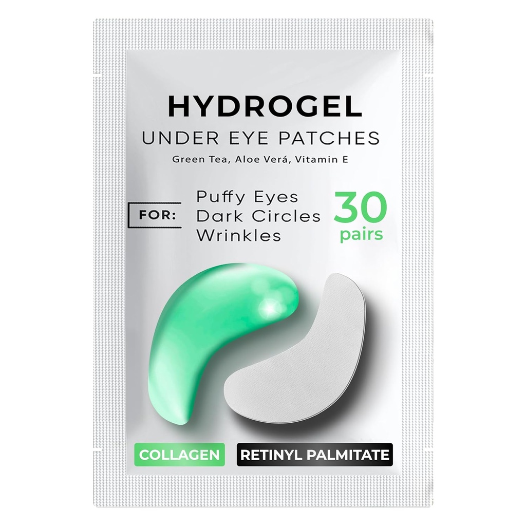 Sob manchas de olhos para círculos escuros, Puffiness 30 PAIRS - Círculos escuros sob tratamento de olhos - Sob máscara de olhos Gel - Sob colares de olhos para olhos Puffy - Chá verde, colares de olhos - Sob almofadas de olhos