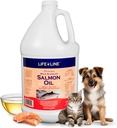 Life Line Wild Alaskan Salmon Oil for Dogs & Cats Suplemento de óleo de peixe Omega-3 para a saúde da pele, revestimento brilhante e suporte conjunto – 128 oz