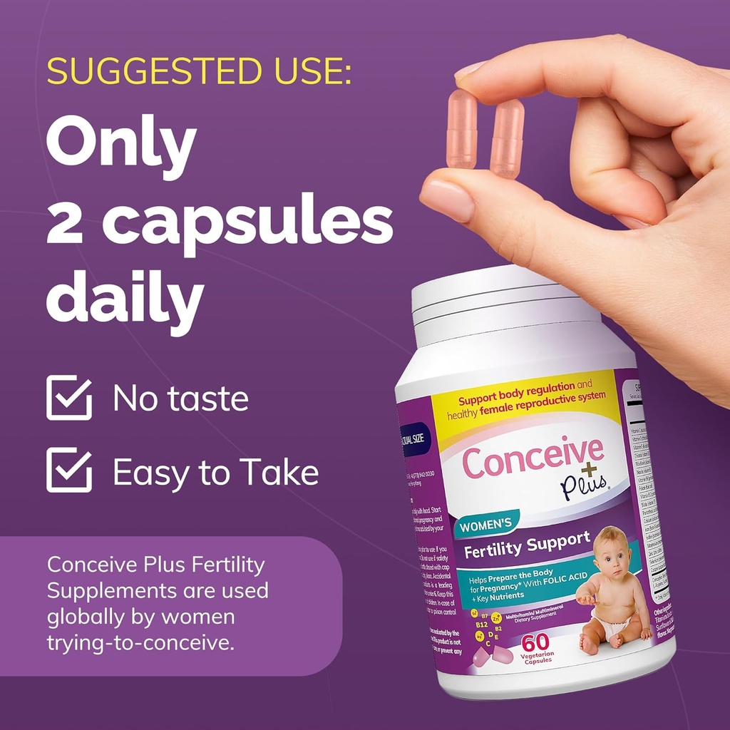 Suplementos de fertilidade CONCEIVE PLUS para mulheres e homens , 30-dia de fornecimento de Fertilidade Suporte Bundle , Premium Vitaminas de fertilidade para a concepção masculina e feminina , 2 x 60 cápsulas macias