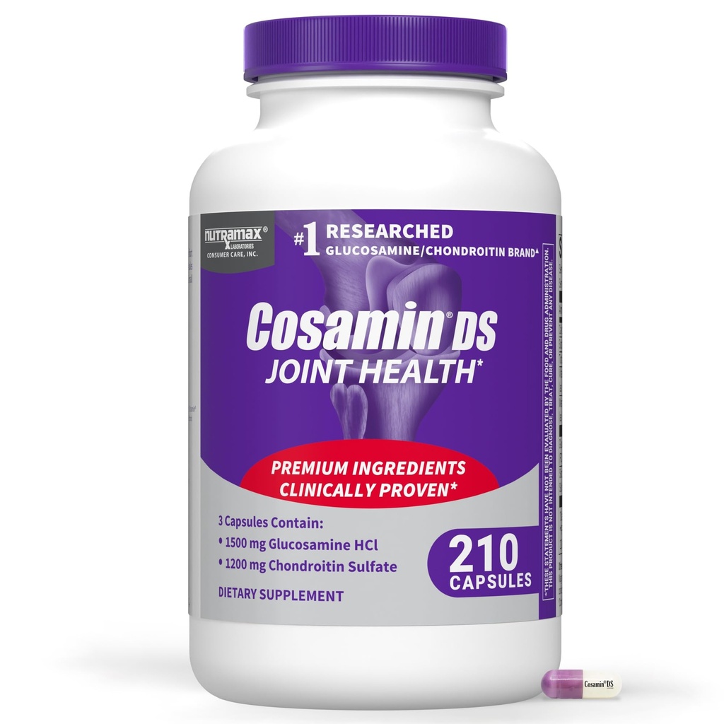 Nutramax Cosamin® DS Suplemento de Saúde Conjunta com Glucosamina e Condroitina para a Saúde Conjunta de Homens e Mulheres, 210 Cápsulas