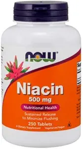 Niacin, 500 mg, Tr 250 Tabs by Now Foods (Pacote de 3)