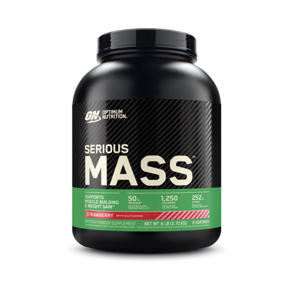 Massa máxima nutrição grave, peso Gainer proteína pó, ganho de massa, vitamina C e zinco para o suporte imunológico, creatina, morango, 6 libras (embalando Vary maio)