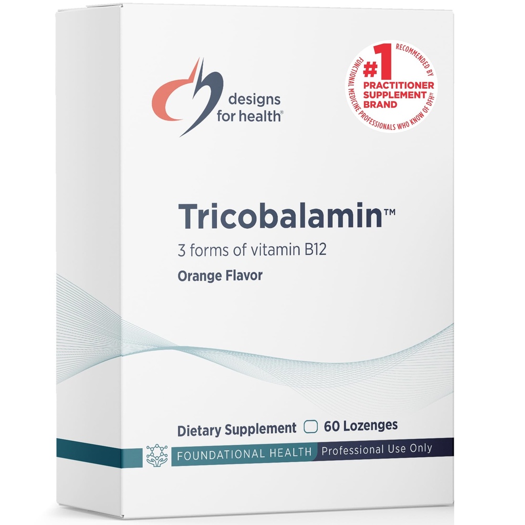 Desenhos para a saúde B12 Lozenges Tricobalamina - 3000mcg Triplo B12 Comprimidos de dissolução rápida com metilcobalamina, Adenosilcobalamina + Hidroxocobalamina - Flavor Laranja Natural (60 Lozenges)